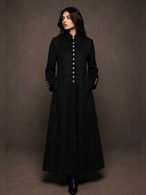 Harve Bernard full length wool blend maxi coat. Black.  Size 16